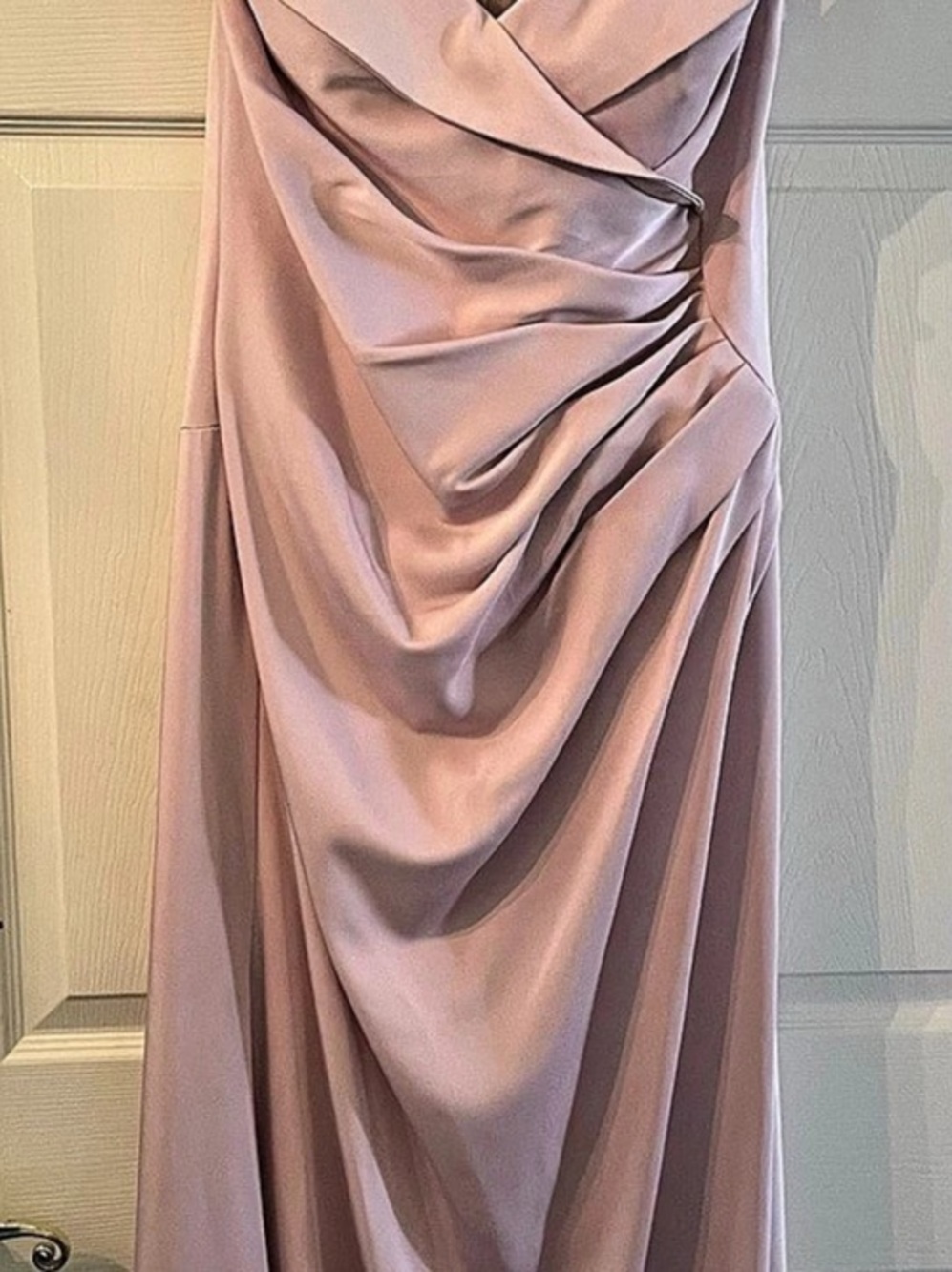 La Femme Ruched Maxi Dress in Pink